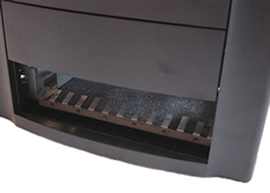 Case upside down with uppermost front 5&frac14;-inch drive plate removed.